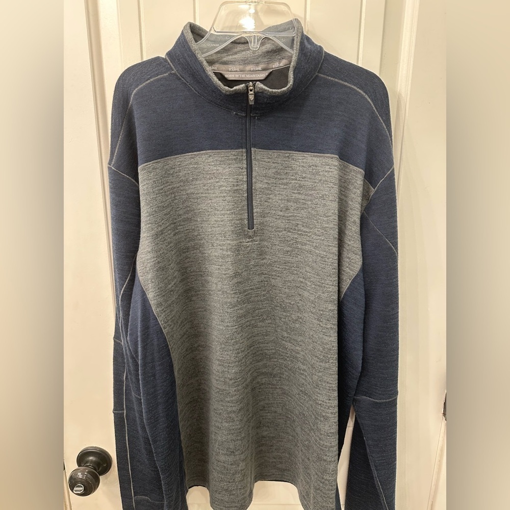 KÜHL Men's Ryzer 1/4 Zip Pullover Blue Gray XL #Outdoor #Hiking #Gorpcore
